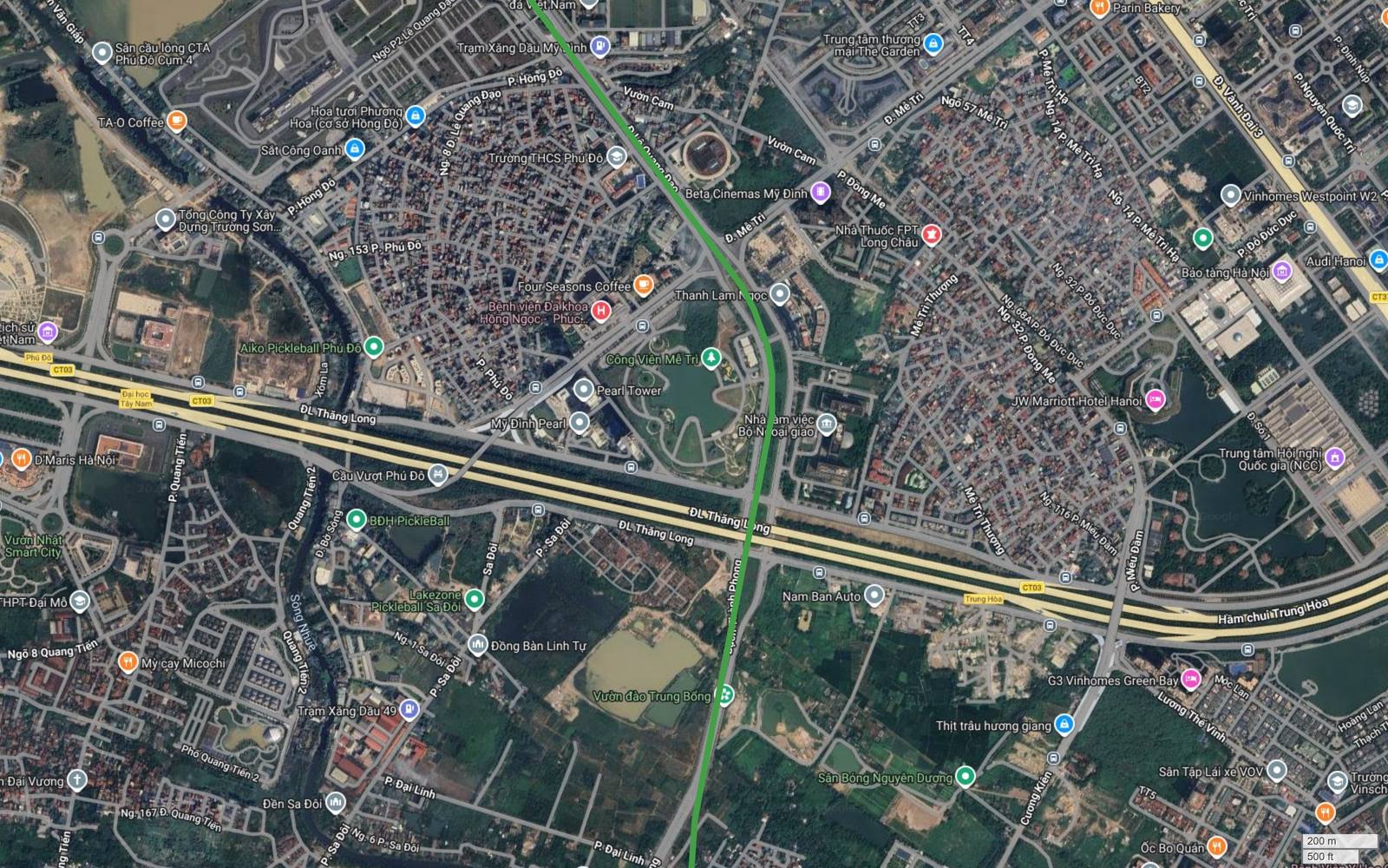 Tuyến metro số 4 Hà Nội cắt Đại lộ Thăng Long tại Mễ Trì, khu vực đã có cầu vượt Phú Đô và hầm chui Trung Hòa