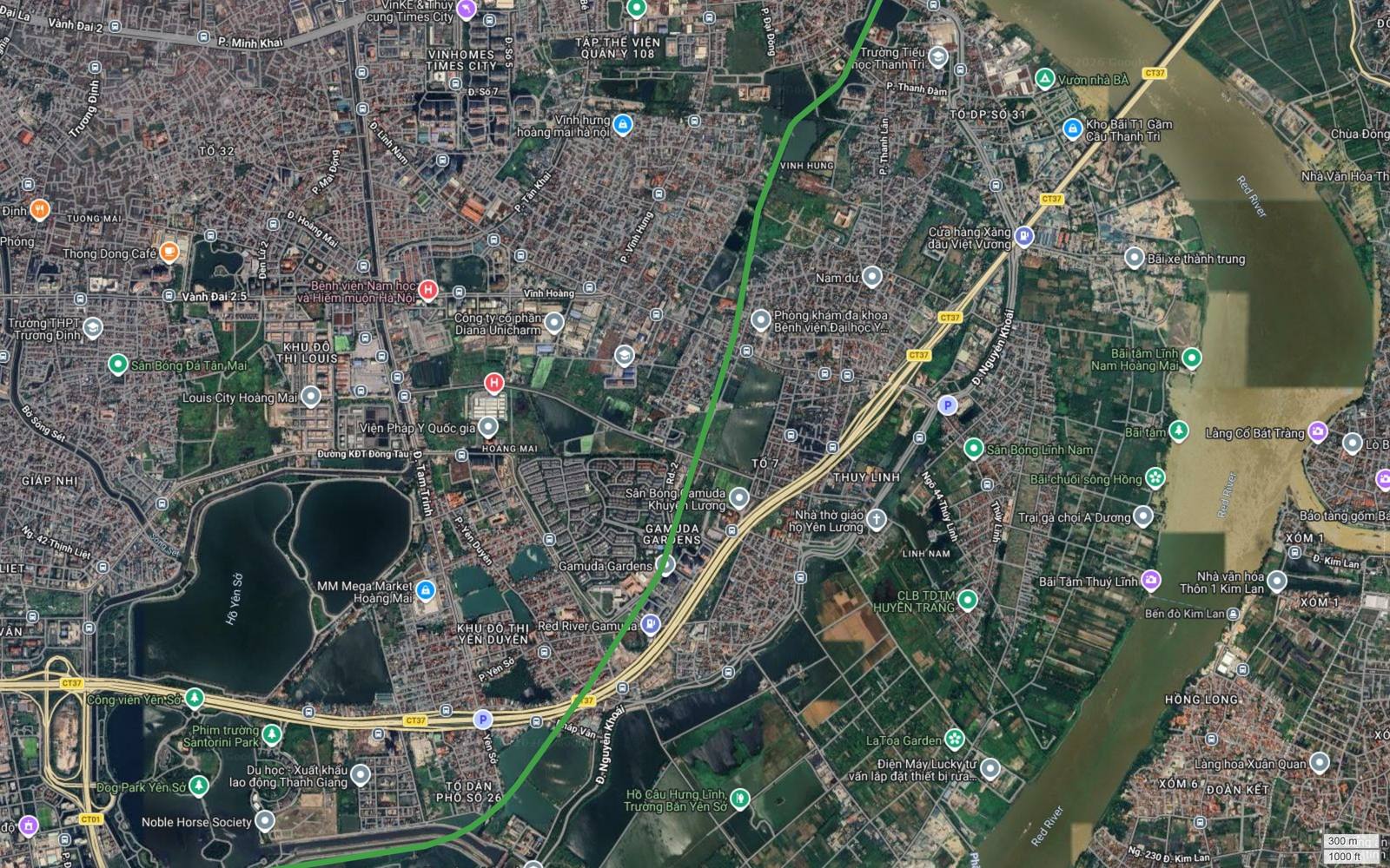 Tuyến metro số 4 Hà Nội đi song song đê hữu Hồng qua Yên Duyên, Lĩnh Nam và Thúy Lĩnh thuộc Hoàng Mai
